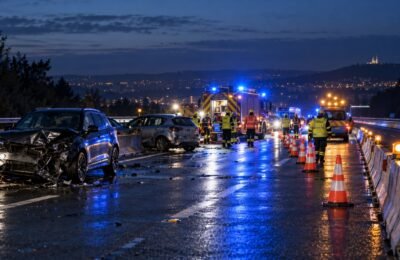 Экстренные службы на месте ночной аварии на автомагистрали